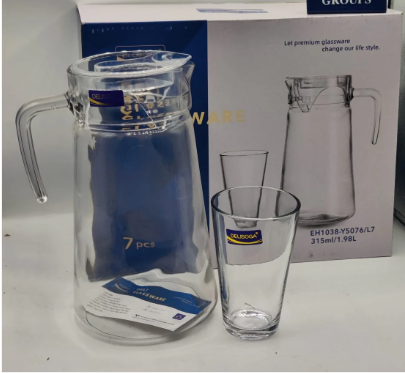 7-Piece Premium Colored Glass Water & Drink Serving Set