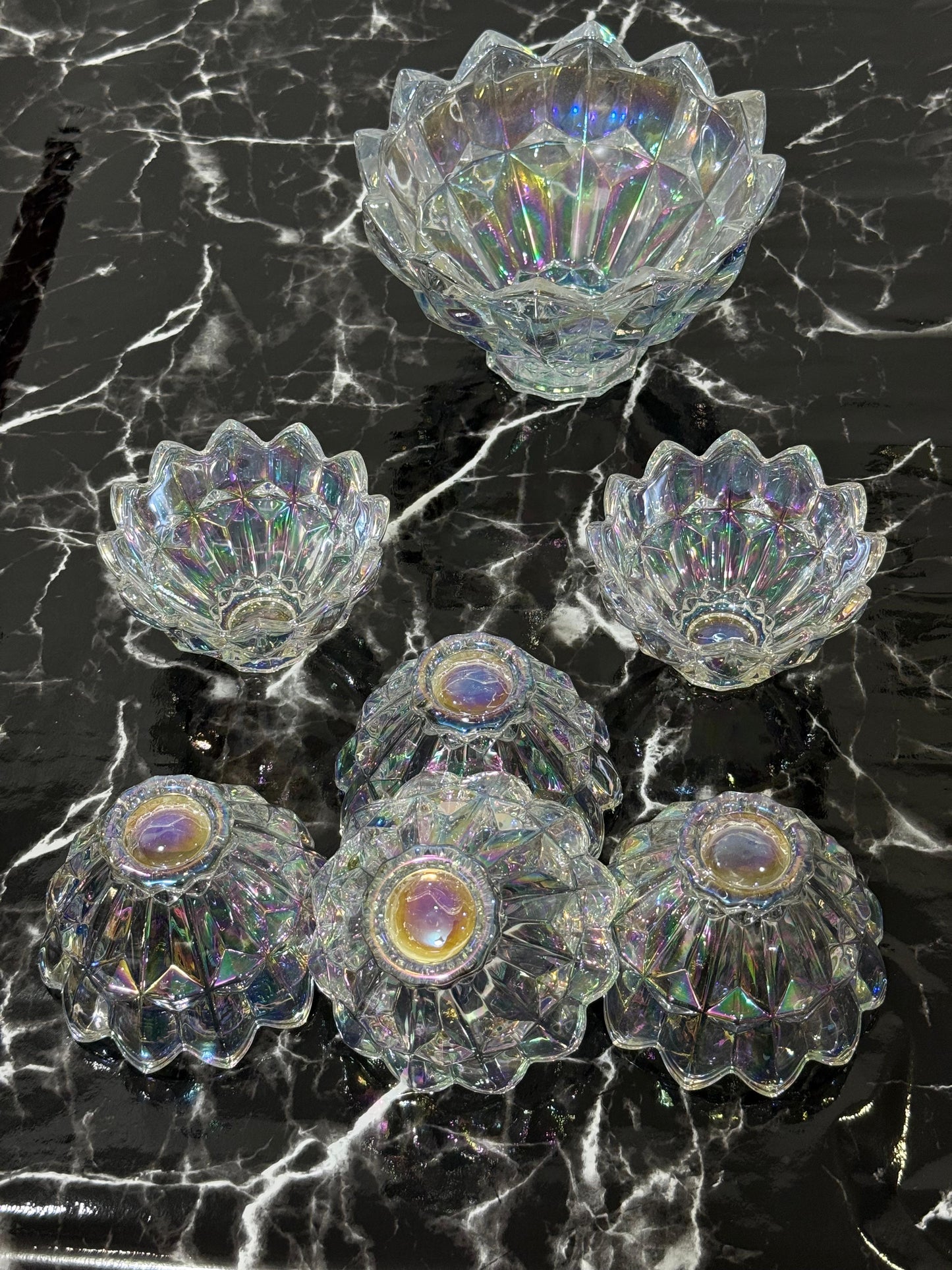 Kitchen Krown 7-Piece Tinted Glass Dessert Bowl Set
