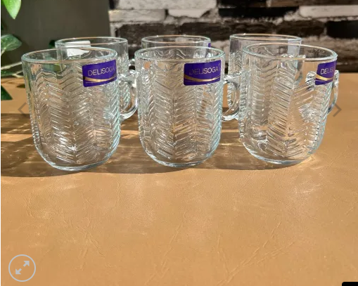 Set of 6 Clear Glass Coffee & Tea Mugs