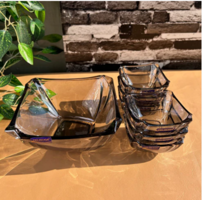 7-Piece Colored Glass Ice Cream & Fruit Serving Set