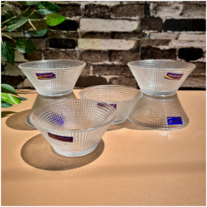 Set of 6 Clear Glass Fruit Bowls