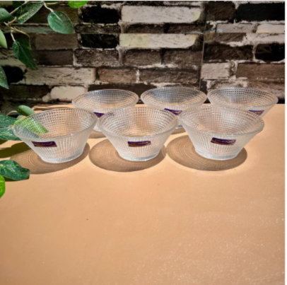 Set of 6 Clear Glass Fruit Bowls