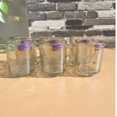 Elegant 6-Piece Brown Clear Glass Coffee & Tea Mug Set
