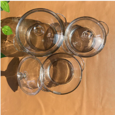 Set of 3 Round Tempered Glass Bakeware Bowls with Lids