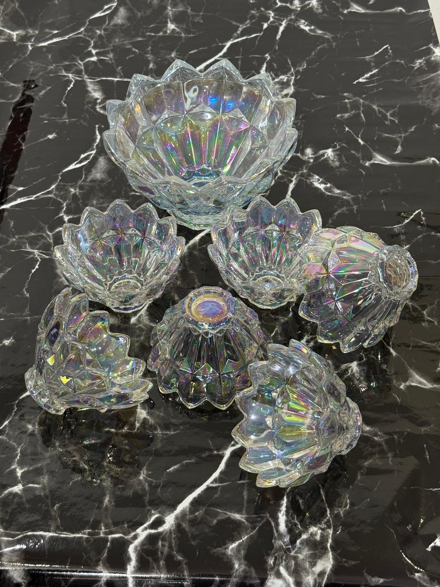 Kitchen Krown 7-Piece Tinted Glass Dessert Bowl Set