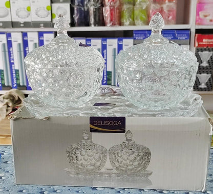 Kitchen Krown Assorted Crystal Glass Candy Jar with Lid