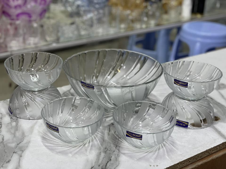7-Piece Clear Glass Dessert & Fruit Serving Set