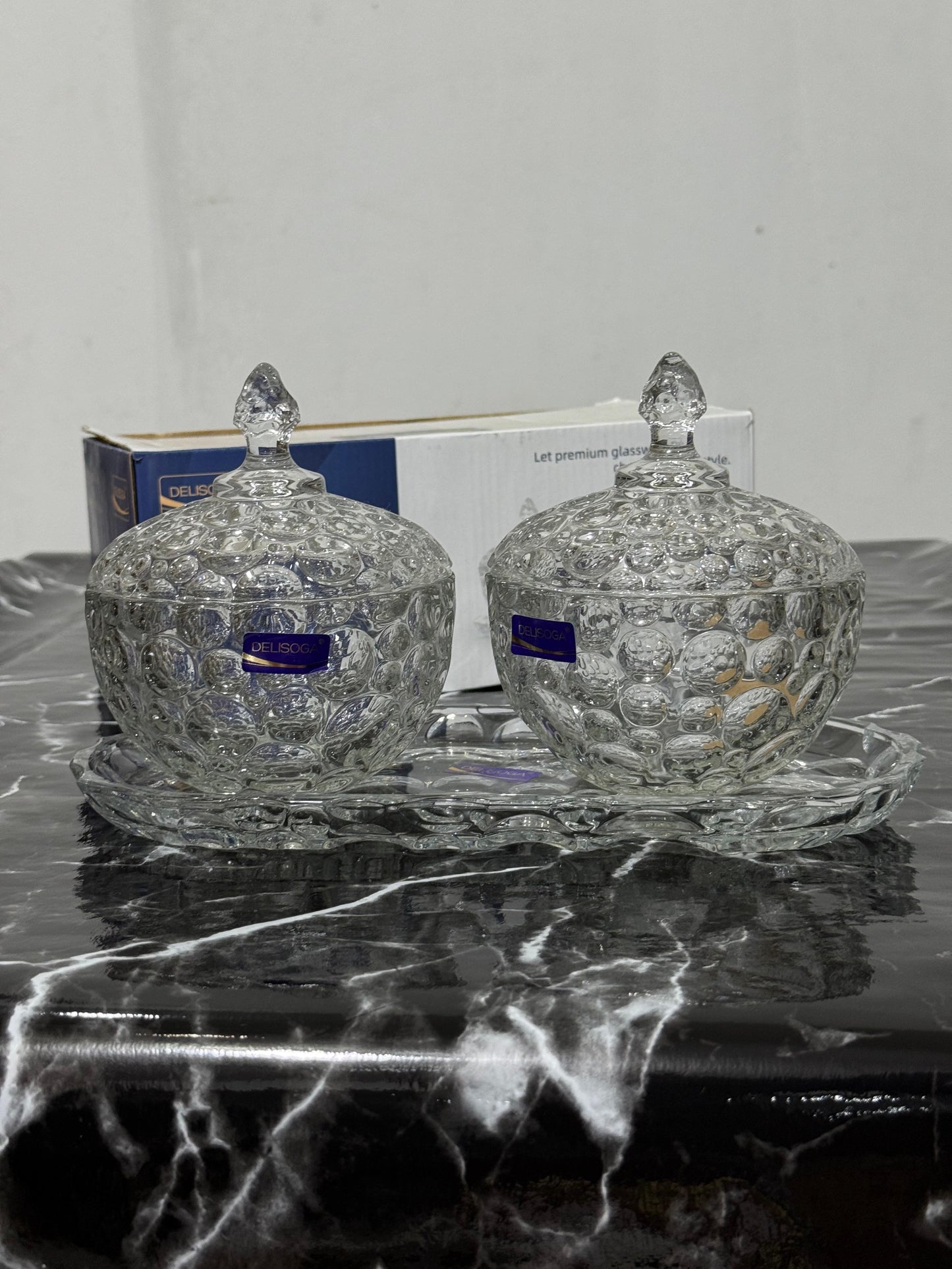 Kitchen Krown Assorted Crystal Glass Candy Jar with Lid
