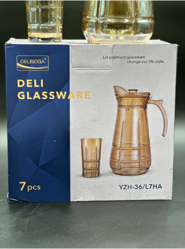 7-Piece DELISOGA Golden Textured Glass Water Set