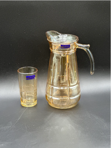 7-Piece DELISOGA Golden Textured Glass Water Set