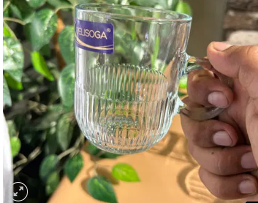 Set of 6 Clear Glass Coffee & Tea Mugs