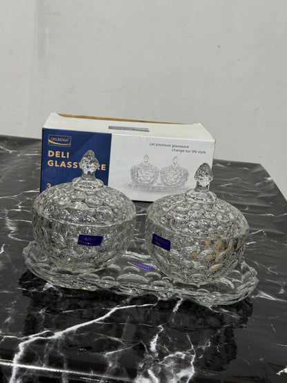 Kitchen Krown Assorted Crystal Glass Candy Jar with Lid