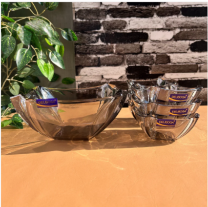 7-Piece Colored Glass Ice Cream & Fruit Serving Set