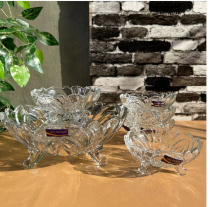 7-Piece Clear Glass Ice Cream & Fruit Serving Set