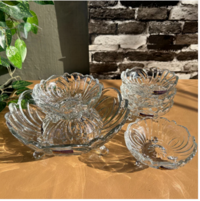 7-Piece Clear Glass Ice Cream & Fruit Serving Set