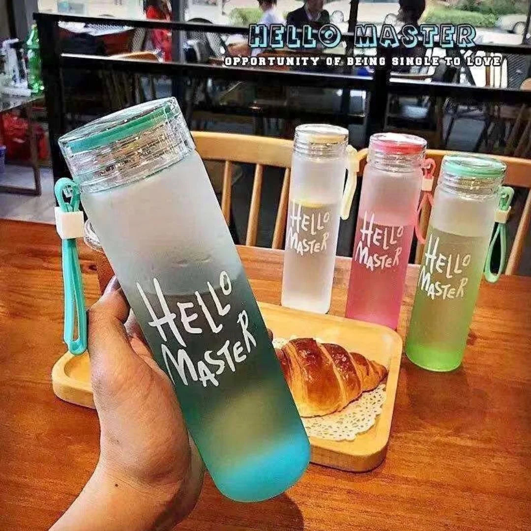 HELLO master frosted glass water bottle 480ml