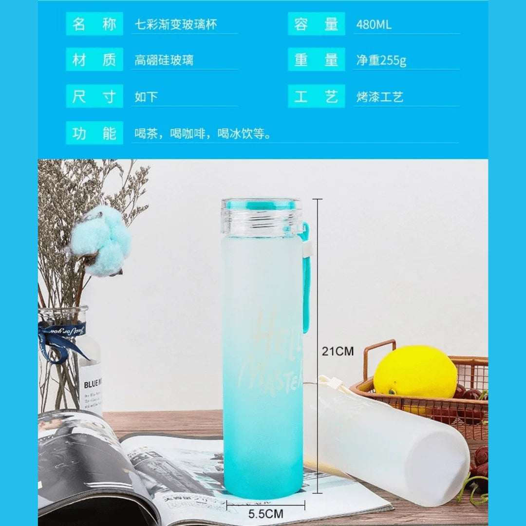 HELLO master frosted glass water bottle 480ml