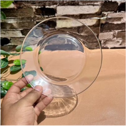 Set of 6 Plain Transparent Glass Quarter Plates