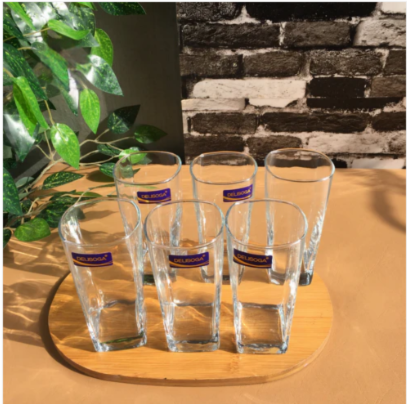 Delisoga Clear Glass Water Tumblers – Set of 6 pieces
