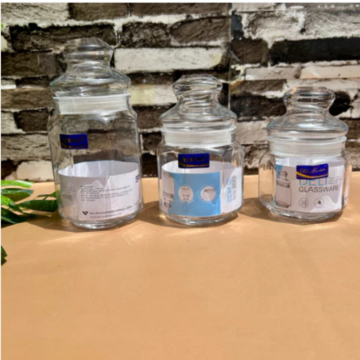 Set of 3 Clear Glass Storage Jars