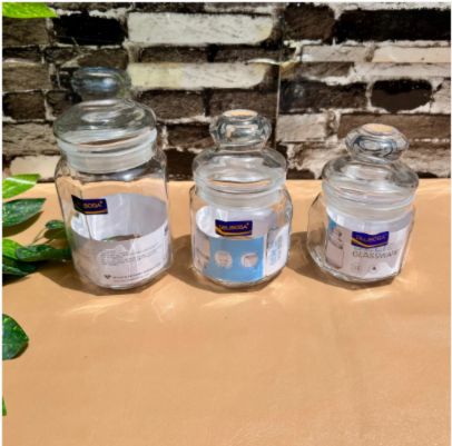 Set of 3 Clear Glass Storage Jars
