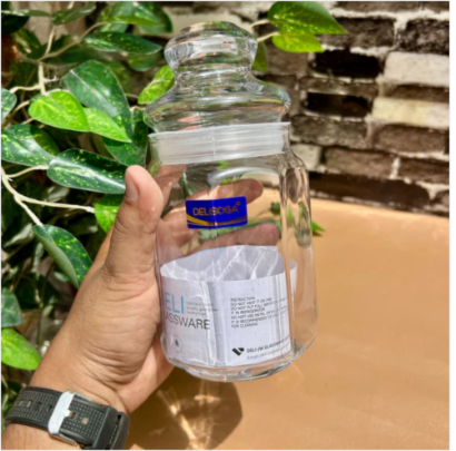 Set of 3 Clear Glass Storage Jars