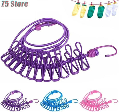 Clothes Drying Rope With 12 Clips