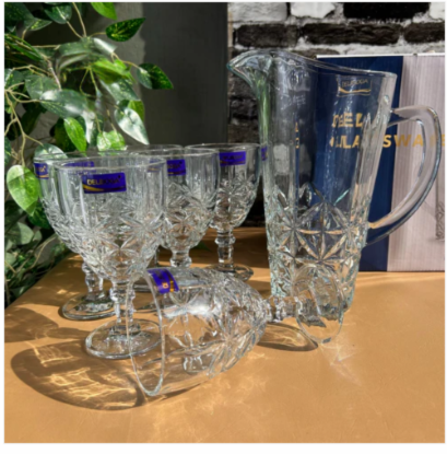 Vine Design 7-Piece Glass Water Set