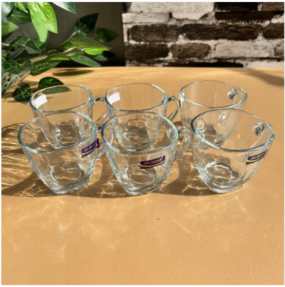 6-Piece Transparent Square Glass Mug Set