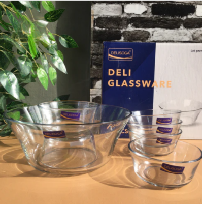 6-Piece Elegant Glass Custard Bowl Set