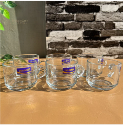 6-Piece Transparent Glass Tea & Coffee Mug Set