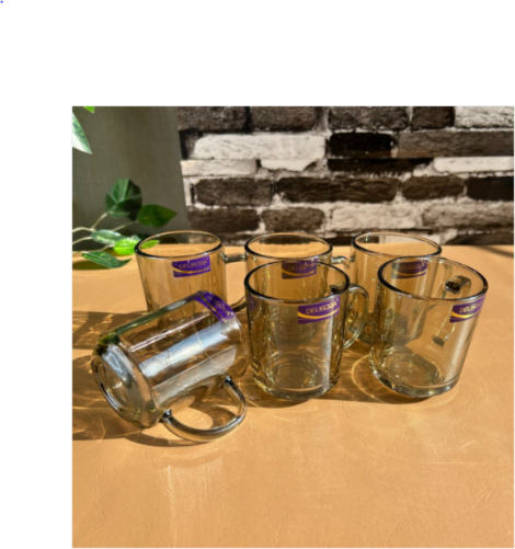 Elegant 6-Piece Brown Clear Glass Coffee & Tea Mug Set
