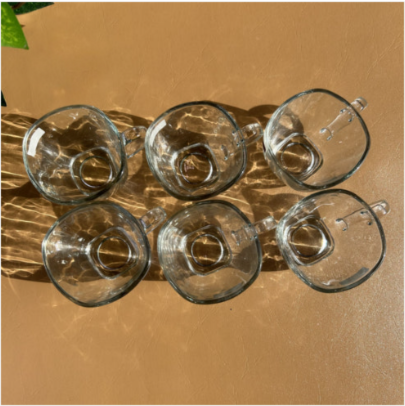 6-Piece Transparent Square Glass Mug Set