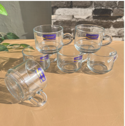 6-Piece Transparent Glass Tea & Coffee Mug Set