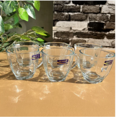 6-Piece Transparent Square Glass Mug Set