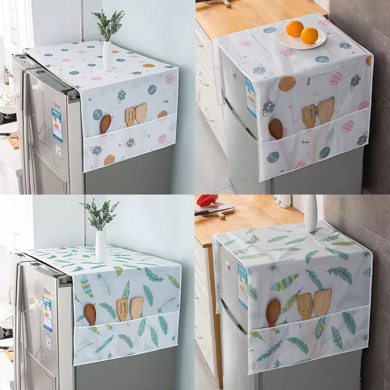 Waterproof & Dustproof Refrigerator Cover With Side Pockects