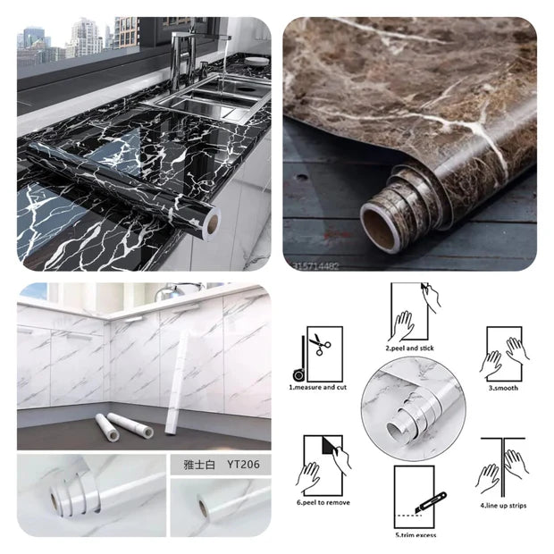 2 Pcs Deal Marble Sheet for Kitchen Waterproof Self Adhesive Marble Sticker Sheet