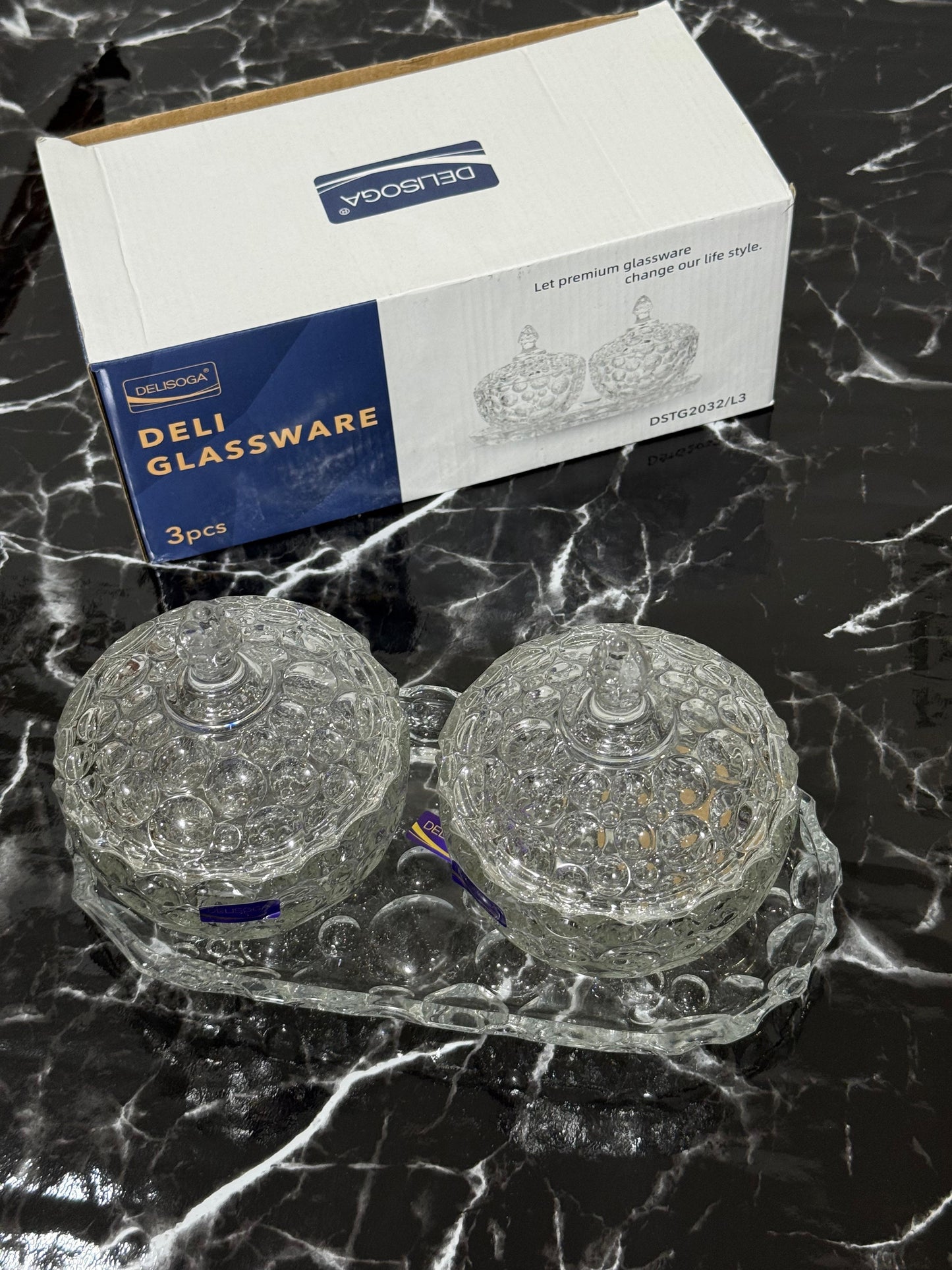 Kitchen Krown Assorted Crystal Glass Candy Jar with Lid