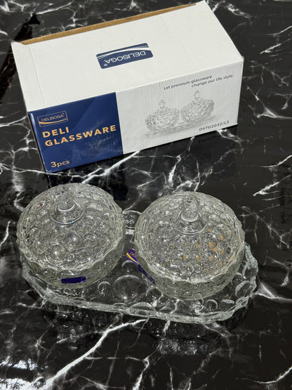 Kitchen Krown Assorted Crystal Glass Candy Jar with Lid