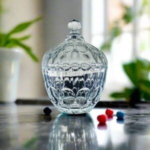 Kitchen Krown Crystal Glass Candy Jar with Lid
