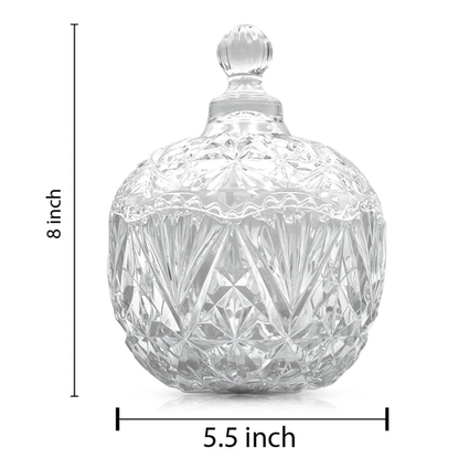Kitchen Krown Crystal Glass Candy Jar with Lid
