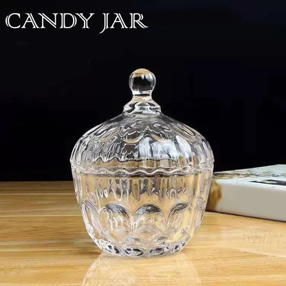 Kitchen Krown Crystal Glass Candy Jar with Lid