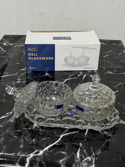Kitchen Krown Assorted Crystal Glass Candy Jar with Lid