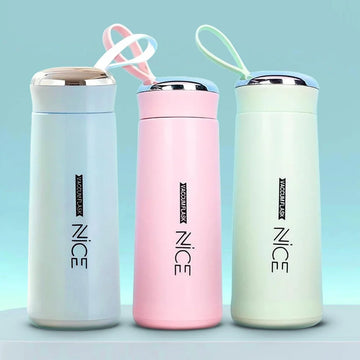 Nice Cup Glass Bottle Tumbler Creative Leakproof Water Cup 400Ml Double Layer Stainless